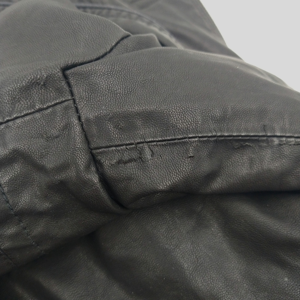 Free People Women's Black Faux Leather Asymmetrical Zip Collared Moto Jacket Sz2 - Picture 14 of 16